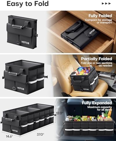 HOTOR Trunk Organizer - Car Organizers for SUV with Removable Cooler Bag