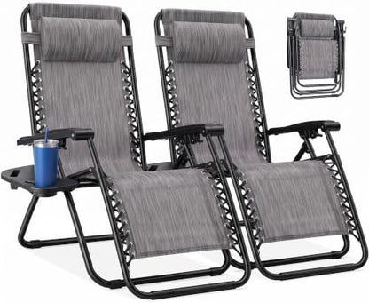 NEWBULIG Zero Gravity Chairs Set of 2, Folding Lounge Recliner Chair
