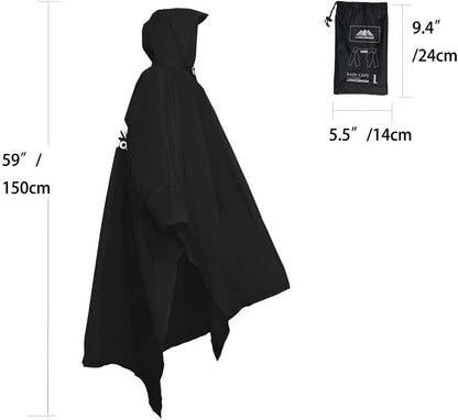 longsinger Rain Poncho for Adult, Waterproof Rain Poncho with Hood and Sleeve, Ideal for Hiking, Hunting, Camping