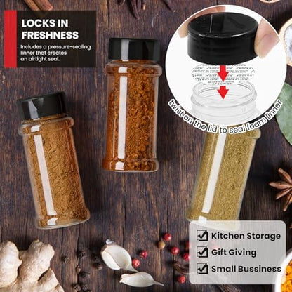 TUZAZO 3 Oz Small Spice Jars Plastic Seasoning Containers, 6 Pcs
