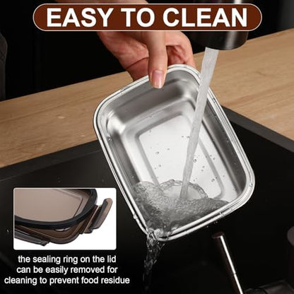 12 Pcs 19oz/ 550 ml 304 Stainless Steel Food Containers with Lid, FDA Registered Airtight Lunch Container Reusable Meal Prep Storage Box Freezer/Dishwasher Safe for Home Kitchen