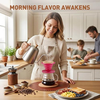 2Pcs Collapsible Pour Over Coffee Dripper, Silicone Filter Holder