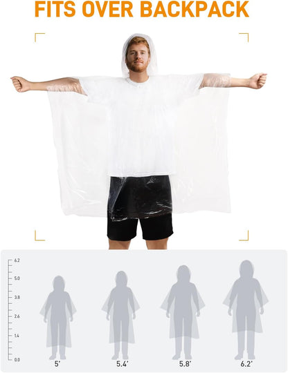 SaphiRose Disposable Rain Ponchos Emergency Clear Poncho
