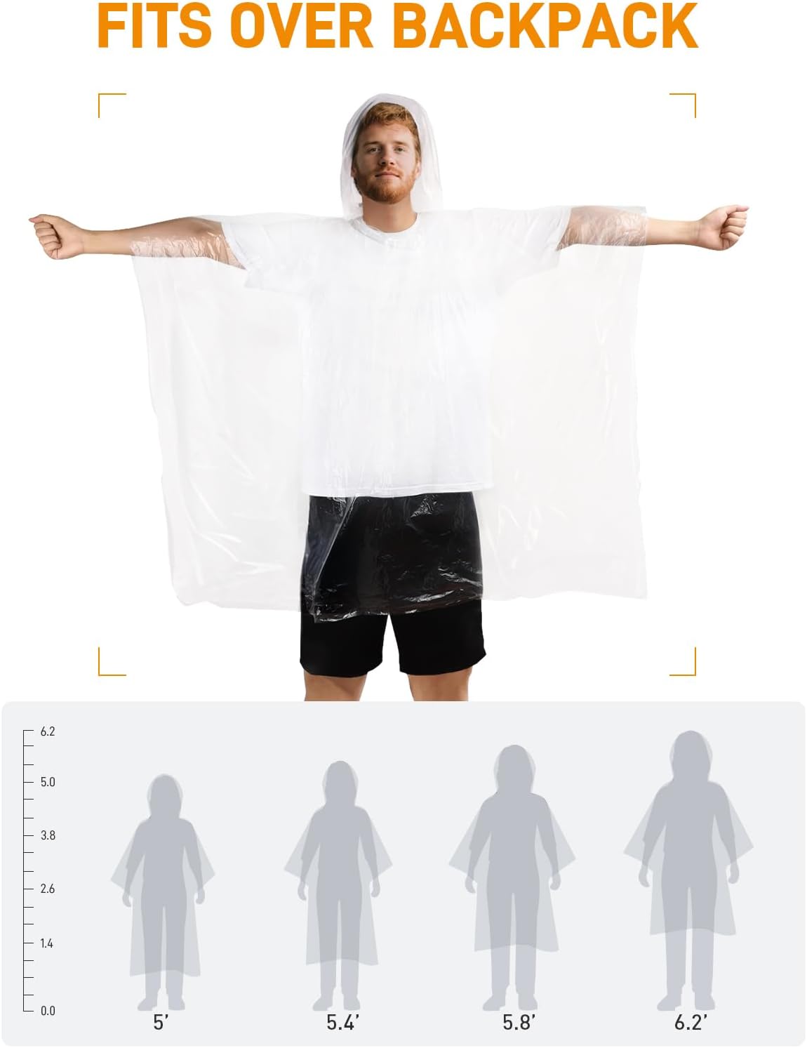 SaphiRose Disposable Rain Ponchos Emergency Clear Poncho