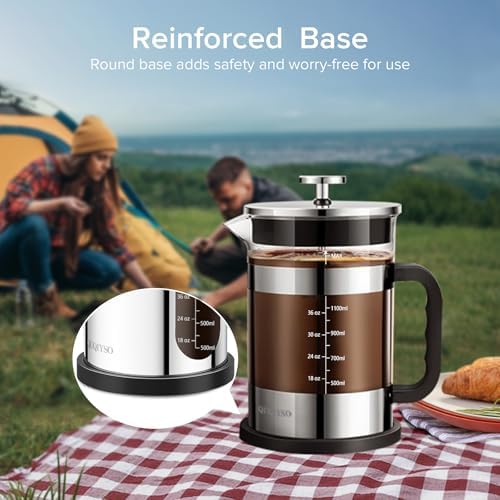 QUQIYSO French Press Coffee Maker 51oz, Large French Press, Thickened Glass