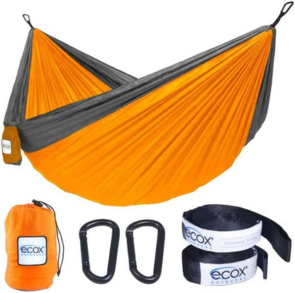 Outdoors Parachute Hammock Single with 2 Tree Straps, Portable Lightweight Nylon Comfortable for Backpacking, Camping, Travel, Beach, Backyard, Patio, Hiking