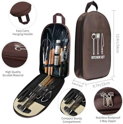 Silicone Camping Cooking Set Car Camping Essentials Cooking Kitchen Set, RV Camping Cookware Must Haves Gifts Camping Cooking Essentials, Camp Cooking Set for Travel Hiking Picnic