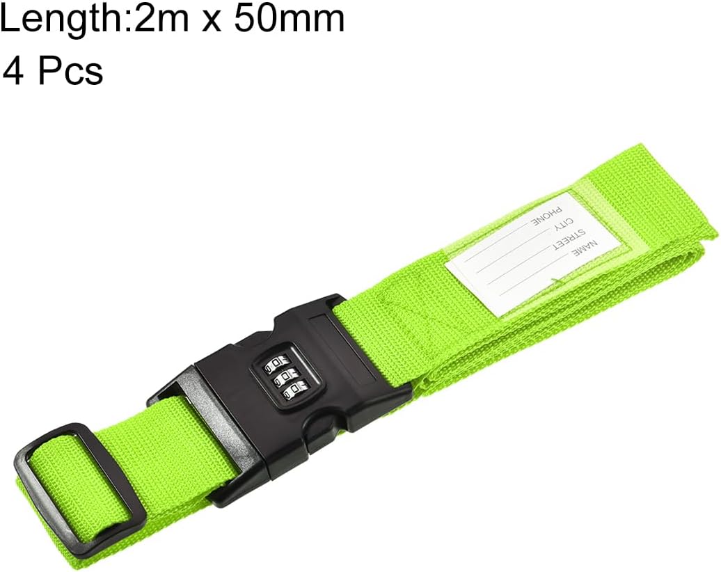 uxcell Luggage Straps Suitcase Belts with Buckle, Combination Lock, Adjustable Travel Packing Accessories