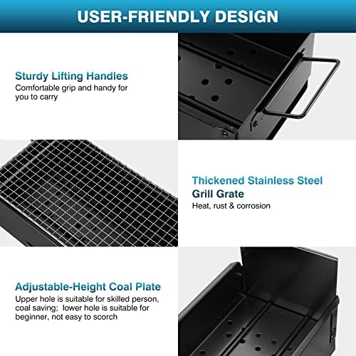 IRONWALLS Portable Charcoal Grill 32 Inch, Black Folding Stainless Steel Barbecue Grill for Outdoor Cooking, Large Lamb Skewer Grill for Patio, Party, Picnic, Travel, Camping, Home & Commercial Use