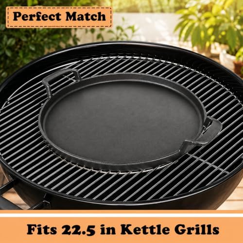 Hisencn 7421 12 Inch Cast Iron Griddle for Weber Original Kettle 22 1/2