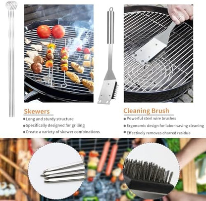 11Pcs Stainless Steel BBQ Grilling Accessories Set, Dad Gifts for Men Christmas Grilling Gifts,Portable Practical Grill Tools Utensils Kit with Storage Bag for Outdoor Grill Camping Backyard