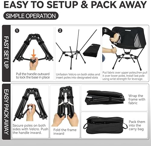 MARCHWAY Lightweight Folding Camping Chair, Portable, Compact and Sturdy