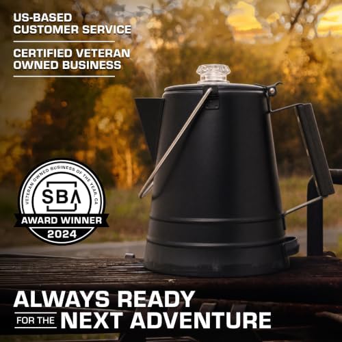 COLETTI Butte & Scoutmaster Coffee Percolator Camping — Percolator Coffee Pot, NO Aluminum or Plastic (Black, 14 Cup)