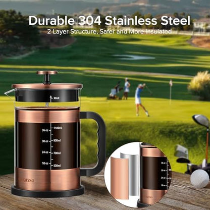 QUQIYSO French Press Coffee Maker 51oz, Large French Press, Thickened Glass