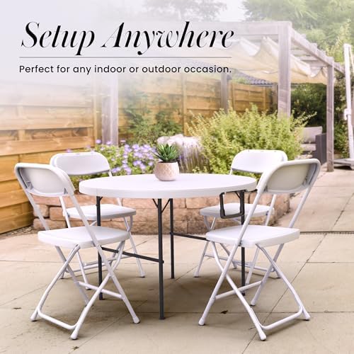 2 PACK of 3.5 Feet Circular Round Foldable Table with Built in Handle & Steel Legs | Heavy Duty Portable | Perfect for Party, Dining, Wedding, Events, Picnic Indoor, Outdoor, Camping, Utility