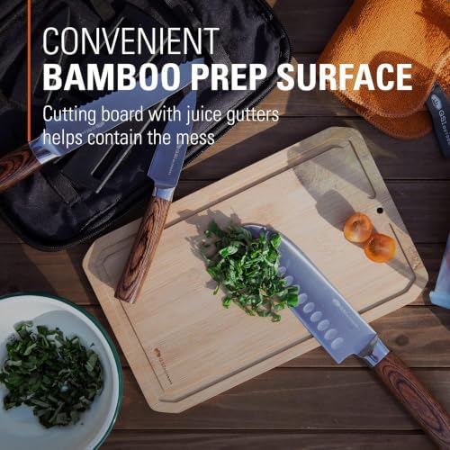 GSI Outdoors, Rakau Gourmet 3-Piece Camping Knife Set with Stainless Steel Blades and Waterproof Wood Handles, Perfect for Outdoor Cooking and Adventures