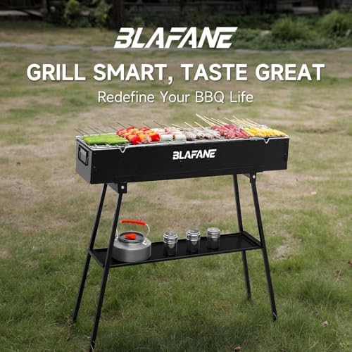 Charcoal Grill, Portable BBQ Grill with Removable Stand & Shelf