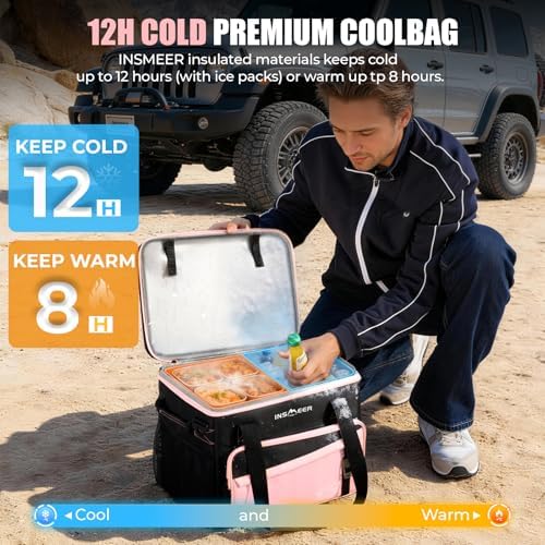 INSMEER Collapsible Cooler with Hard Shell & 4 Cup Holders - 55 Cans