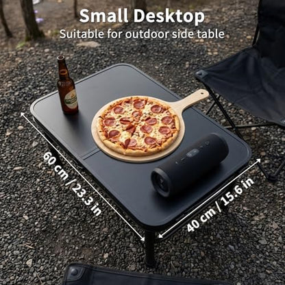 Folding Camping Table, Black Aluminum Frame,2-Position Adjustable Height,Lightweight Carry Handle, Portable for Travel, Camping Outdoor Use, 2 Ft x 1.5 Ft(Small), Black