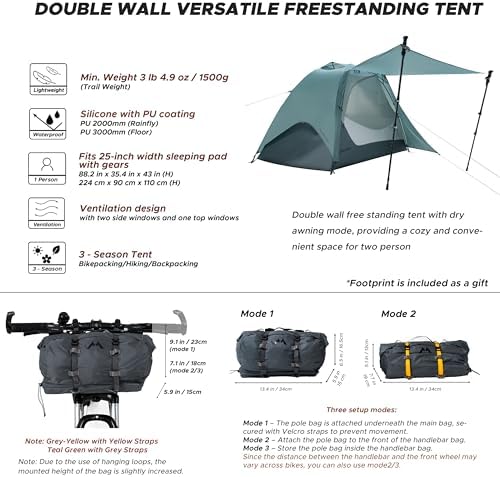 Wander Hawk 1-2 Person Backpacking Tent, Lightweight 1 Person / 2 Person Tent for Bikepacking Backpacking Camping & Hiking