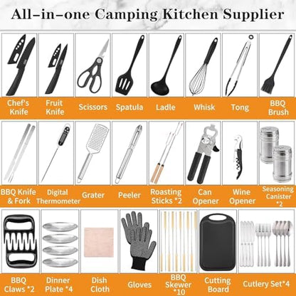 Wesqunie Camping Cooking Utensils Set, Cookware Set for Outdoor Hiking BBQ