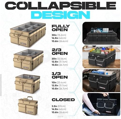 FORTEM Trunk Organizer - Foldable Car Organizer & Storage for SUVs & Trucks