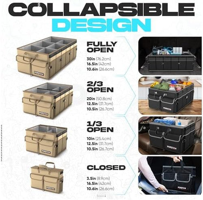 FORTEM Trunk Organizer - Foldable Car Organizer & Storage for SUVs & Trucks