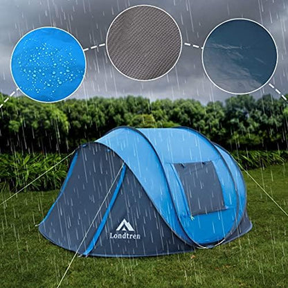 4 Person Easy Pop Up Tent Waterproof Automatic Setup 2 Doors-Instant Family Tents for Camping Hiking & Traveling