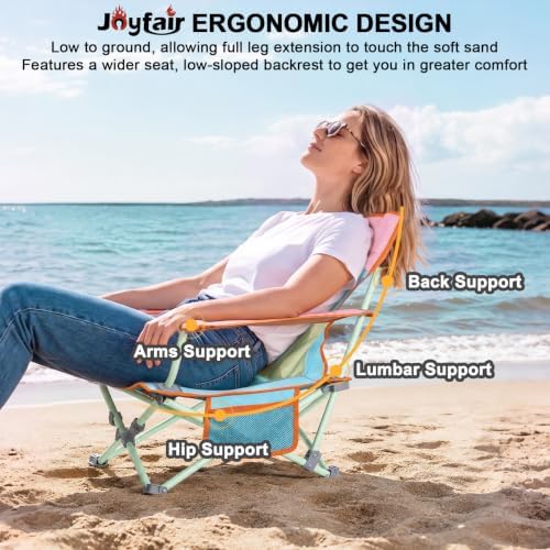Joyfair Beach Camping Chair (2 Pack), Folding Chair for Adults (Dopamine)
