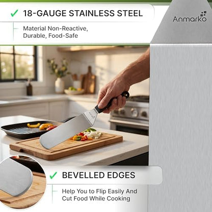 Anmarko Stainless Steel Spatula with Plastic Handle, Pancake Flipper, Kitchen Cooking Tool
