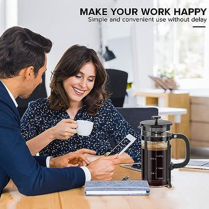 QUQIYSO French Press Coffee Maker 21oz,Borosilicate Glass Coffee Press
