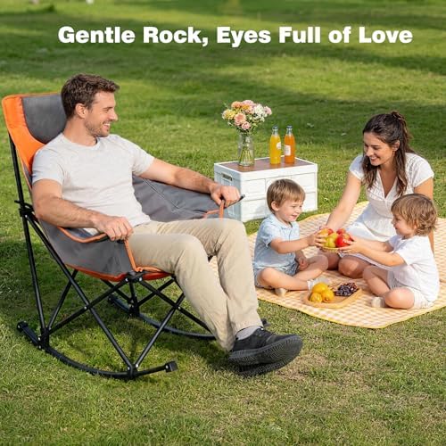 SUNNYFEEL Oversized Folding Rocking Camping Chair 2 Pack, 500lbs Orange