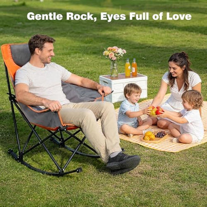 SUNNYFEEL Oversized Folding Rocking Camping Chair 2 Pack, 500lbs Orange