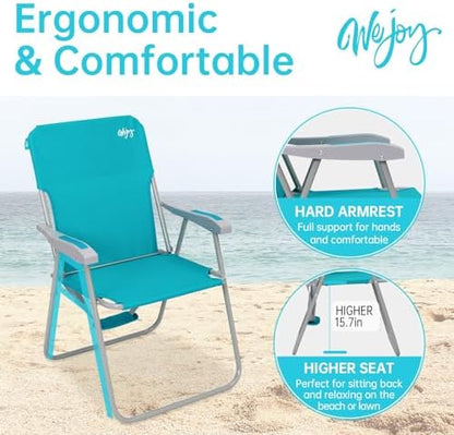 #WEJOY Folding Beach Chairs for Adults, High Back Lightweight for Camp Lawn