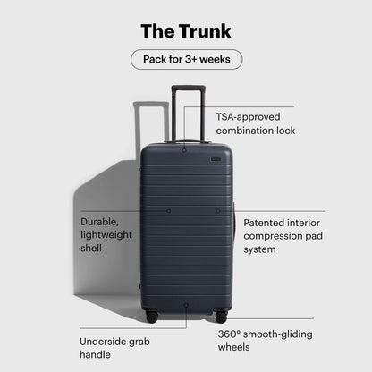 Away Large Trunk Luggage, 31 Inch Hardside Suitcase with Spinner Wheels, Lightweight & Durable, TSA Lock, Ideal for Long Trips, Jet Black