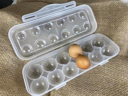 ZeQi 12Grid Shatterproof Transparent Egg Container, Food Grade PP Reusable Egg Holder for Fridge, Kitchen Storage, Camping & Outdoor Use