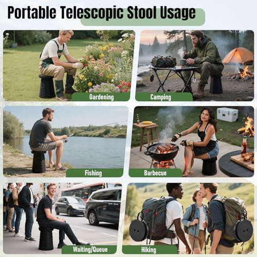 Doseno Collapsible Stool 2 Pack, Upgraded Foldable Chair, Pop Up Stool