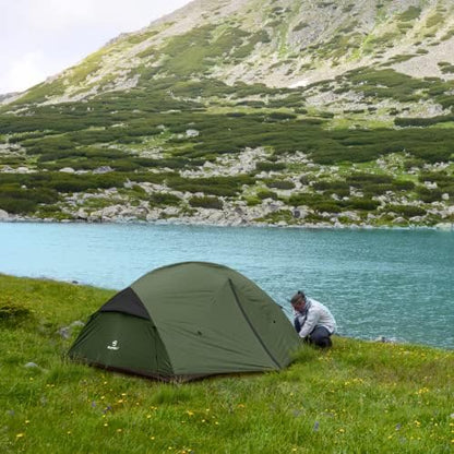 Bessport Camping Tent for 2-3 Person, Lightweight Backpacking Tent Waterproof Windproof Two Doors Easy Setup Double Layer Outdoor Tents for 3 to 4 Seasons, Suitable for Outdoor,Hiking,Camping