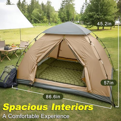 Camping Tent, 1-2 Person Tent, Lightweight Waterproof Backpacking Tent, 5-Minute Setup Outdoor Tent with Carry Bag, Ideal for Camping Hiking
