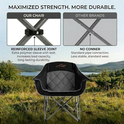 FAIR WIND XL Oversized Fully Padded Camping Chair Heavy Duty for Adults