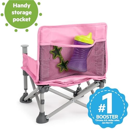 Bright Starts Pop 'N Sit Portable Booster, Indoor/Outdoor Use, Floor Seat with Feeding Tray, Pink, 6 Mos - 3 Yrs (Pack of 2)