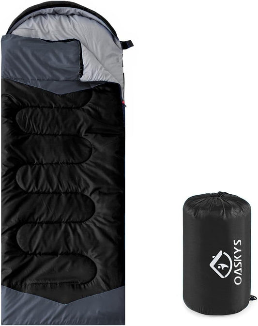 oaskys Camping Sleeping Bag - 3 Season Warm & Cool Weather - Summer Spring Fall Lightweight Waterproof for Adults Kids - Camping Gear Equipment, Traveling, and Outdoors