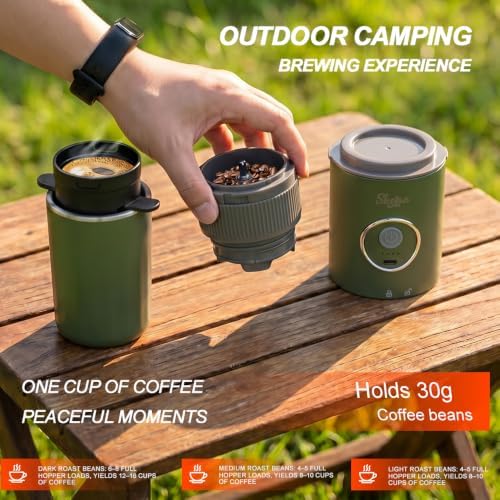 Portable All-in-One American Coffee Maker, Burr Electric Grinder