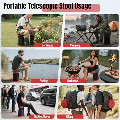 Doseno Collapsible Chair, Portable Collapsible Stool 2 Pack for Adults, Red