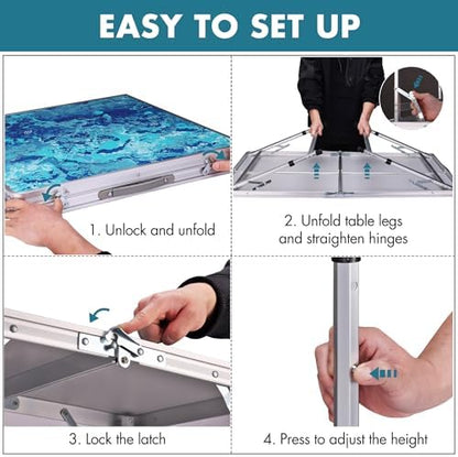 VILLEY Folding Camping Table 4FT, Portable Small Picnic Table