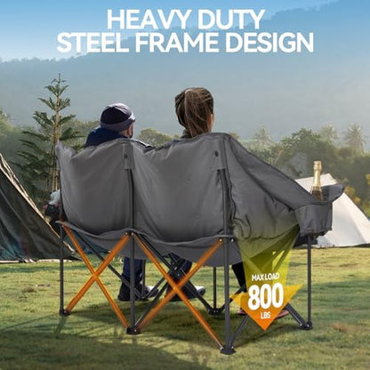 Huskfirm Heated Double Camping Chair Oversized with 3 Temperature Settings