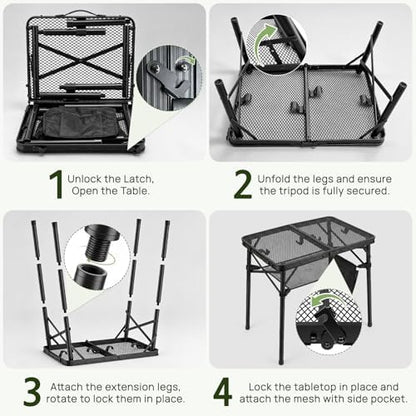 Folding Grill Table, 24 x 16 in Portable Camping Table for Picnic