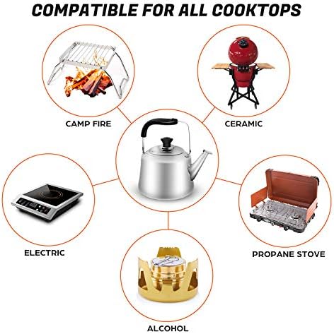 Odoland 3.8Qt Stainless Steel Camping Tea Kettle Set with 4 Cups