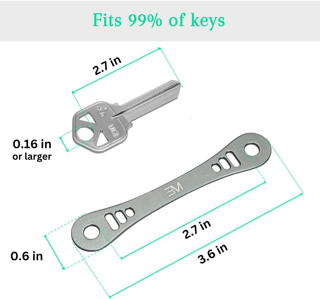 EM Premium Products Compact Key Holder - Pocket Key Organizer - 14 Keys Key Bar