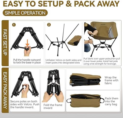 MARCHWAY Lightweight Folding Camping Chair, Portable, Compact and Sturdy